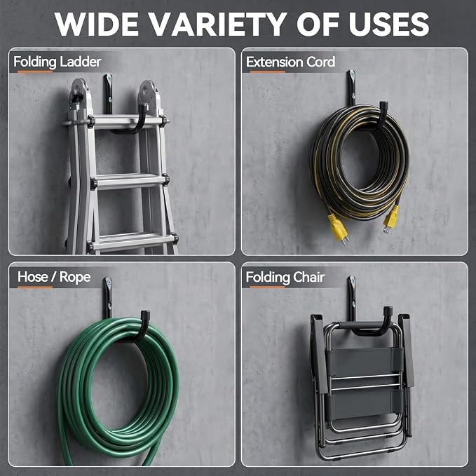 Ladder Storage Hook, Garage and Garden Storage Utility Hook, Heavy Duty Jumbo Arm Hanger