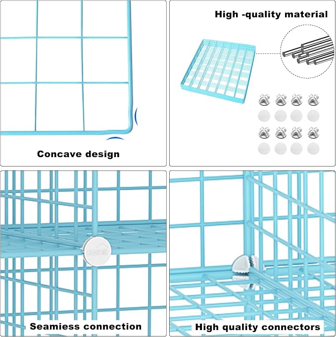 C&AHOME Wire Cube Storage, 6 - Cube Organizer Metal C Grids Units, Blue | Modular Shelves Units, Closet Organizer, Storage Bins Shelving, Ideal for Home, Office, Living Room