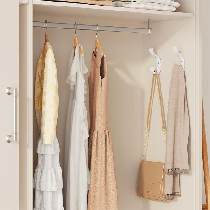 Large Wall Hooks For Hanging Coat: Metal Coat Hooks Wall Mount - Wall Hooks For Hanging Heavy Duty (30Lb) - Screw In Hooks - Mudroom Hooks for clothes, Backpack, Purse, Bathroom Towel (White, 6 Pack)