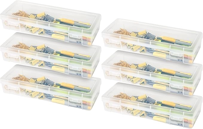 IRIS USA Clear Cases |Made in USA| Plastic Box Organizers (6-Pack)- Large | Bead Storage Organizing Containers with Snap Lid for Arts, Crafts, Ephemera, Stickers, & Dance Cheer