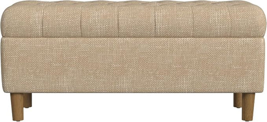 HomePop Ainsley 40" Storage Ottoman Bench - Oatmeal Textured Fabric