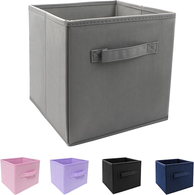 EBIGIC Storage Cubes Collapsible fabric Storage bins,cube storage organizer 10.5 * 10.5 * 11 inch,For home and office Collapsible Closet Shelf Organizers, Drawer Organizers(Grey)