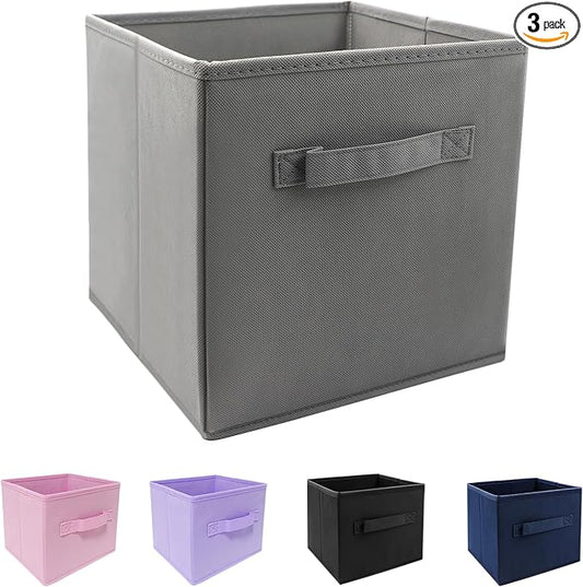 Mini Size 1-Pack Cube Storage Bins 9.0"x7.5"x7.5" Fabirc Foldable Closet Toy Organizer Collapsible Cloth Gray