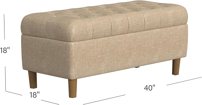 HomePop Ainsley 40" Storage Ottoman Bench - Oatmeal Textured Fabric