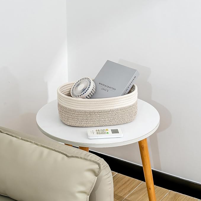 CubesLand Baskets for Shelves Storage,Cube Shelf Closet Storage Bins Set 3 | Long-lasting &Skin-friendly Toy Basket Bin,Stylish Room Decor Basket,Woven Off White/Light Brown