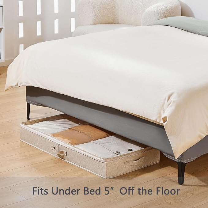 Berdeng 3 Pack Under Bed Storage Containers, Low Profile Underbed Shoes and Clothes Storage Organizer with Sturdy Sidewalls/Bottom, Large Dorm Storage Bins,33 * 17 * 4.5 inches,45L