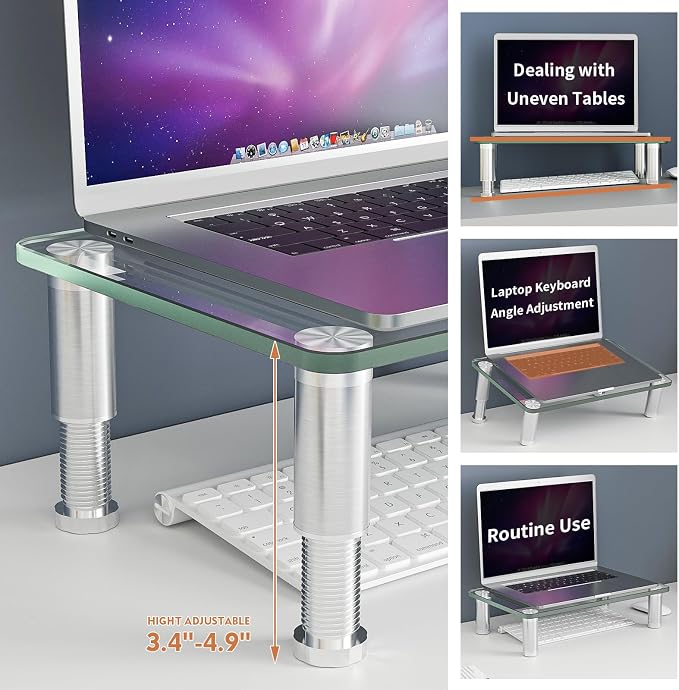 Hemudu 2 Pack Computer Monitor Riser with Height Adjustable Multi Media Desktop Stand for Flat Screen LCD LED TV, Laptop/Notebook/Xbox One