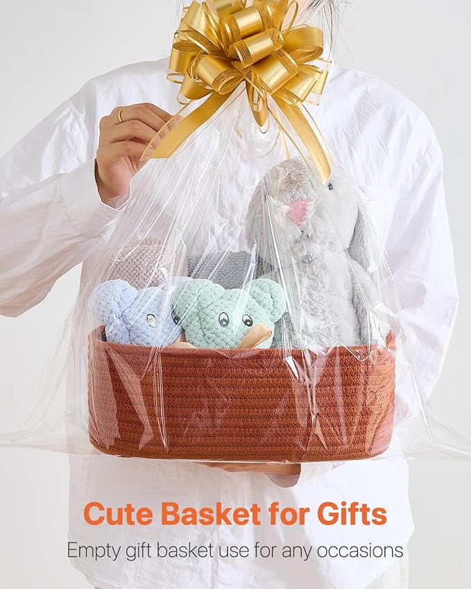 KALLAX Small Woven Storage Basket for Organizing, 12 x 8 x 4.5 inch, 3 Pack | Shelf baskets for closet organization, toy storage and home decor, Perfect as empty gift baskets for holidays, Rust Red