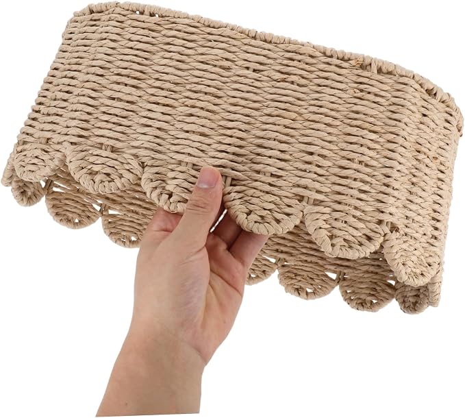 Hemobllo Hand-woven Paper Rope Storage Basket Sturdy Frame Woven Container for Organizing Home Sundries Practical Decorative Basket for Living Room and Bedroom Storage