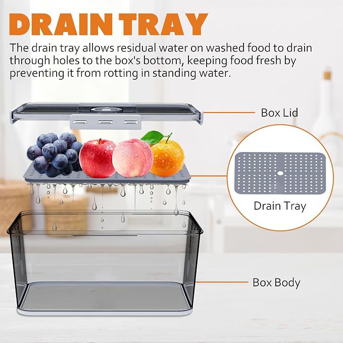 Honbuty 2PCS Bread Boxes,Bread Box for Kitchen Counter Airtight,Time Recording Bread Storage Container with Lid, Bread Keeper for Homemade Bread, Toast, Bagel, Donut and Cookies (Grey)