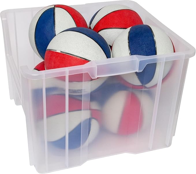 Akro-Mils 13018 Stak-N-Store Stackable Storage Bins, Heavy Duty Garage Storage Containers, Open Front Plastic Organizer for Tools, Shelves, Closet Organizer, 17-1/2" x 16-1/2" x 12-1/2", Clear, 2-Pack