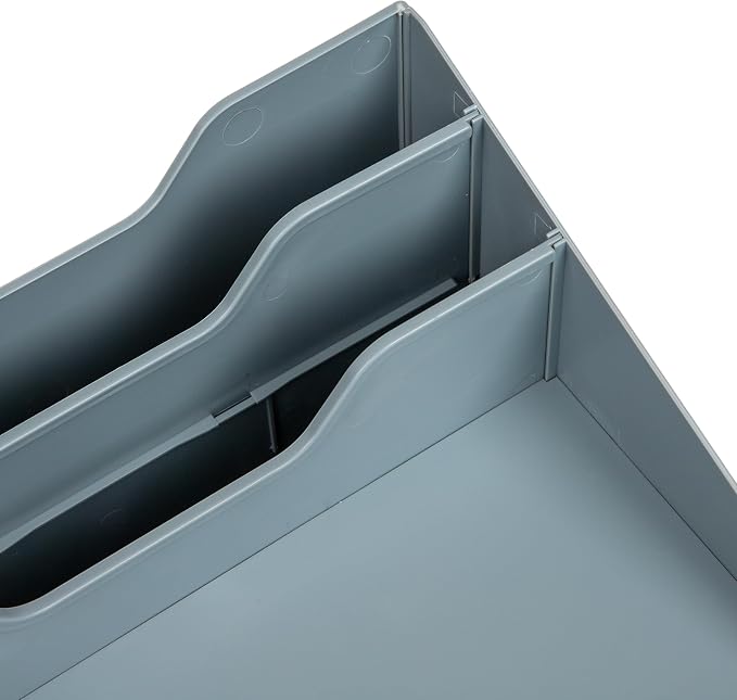 Mind Reader Desktop Organizer, Vertical File Holder, Paper Trays, Office, Plastic, Gray