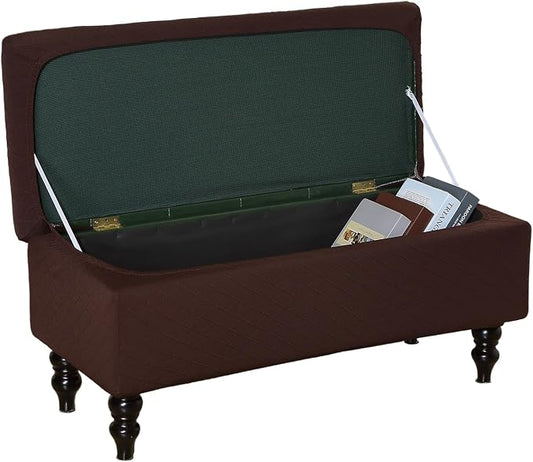 FUANGUI Ottoman Cover Slipcovers Rectangular Folding Stretch | Storage Bench Footrest Sofa Stool Covers Footstool Protector with Elastic Bottom, Removable Washable,Medium
