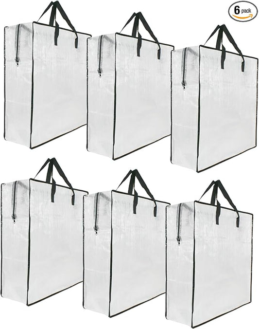 6 Pack Clear Storage Bags with Zipper and Handles, Blanket Bags For Closet Storage, Moving and Packing Supplies for College, Underbed Storage Organizer for Clothes Pillow Bedding Christmas Wreath