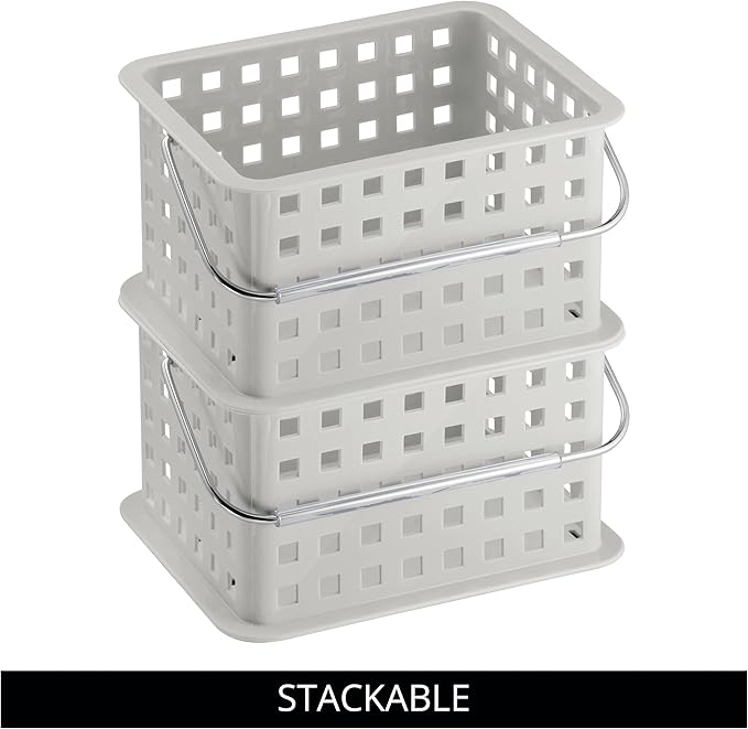 iDesign Shower Caddy Basket with Handle, Light Gray | For Bathroom or College Dorm, Made in USA