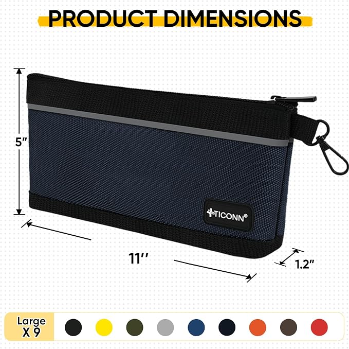 TICONN Tool Pouches with Zipper, 1680D Oxford Small Tool Bags, Waterproof Utility Bag Zipper Pouch for Tool Organizers and Storage (9 Pack Large)