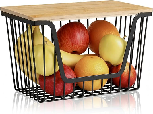 1 Pack Fruit Basket for Kitchen Counter, Stackable Pantry Organizers Storage, Large Wire Storage Basket Suitable for Storing Fruits, Onions, Potatoesand Vegetables