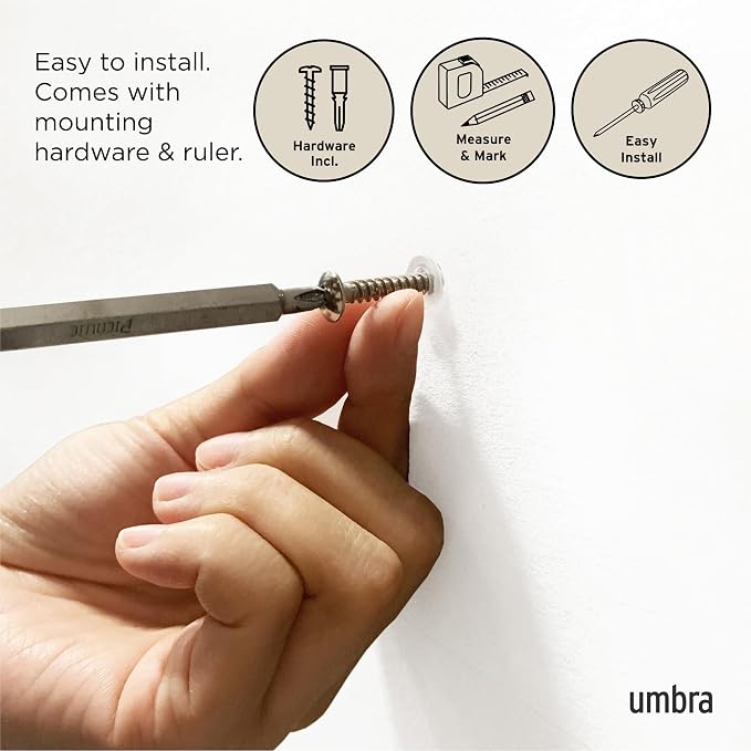 Umbra Flip Coat Rack, Wall Mount Retractable Hooks, 3-Hook, Natural/Nickel | Real wood and steel build, folds flat when not in use, holds coats bags and scarves, easy install