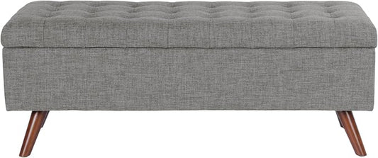 HomePop 48" Modern Tufted Storage Bench - Medium Gray