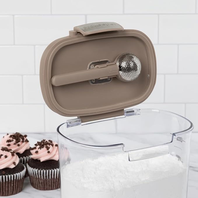ProKeeper+ Airtight Food Storage Container Set – Clear Plastic Flour and Sugar Canister Set with Magnetic Accessories for Kitchen Organization (Taupe, 13-Piece)