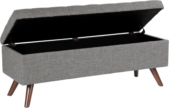 HomePop 48" Modern Tufted Storage Bench - Medium Gray