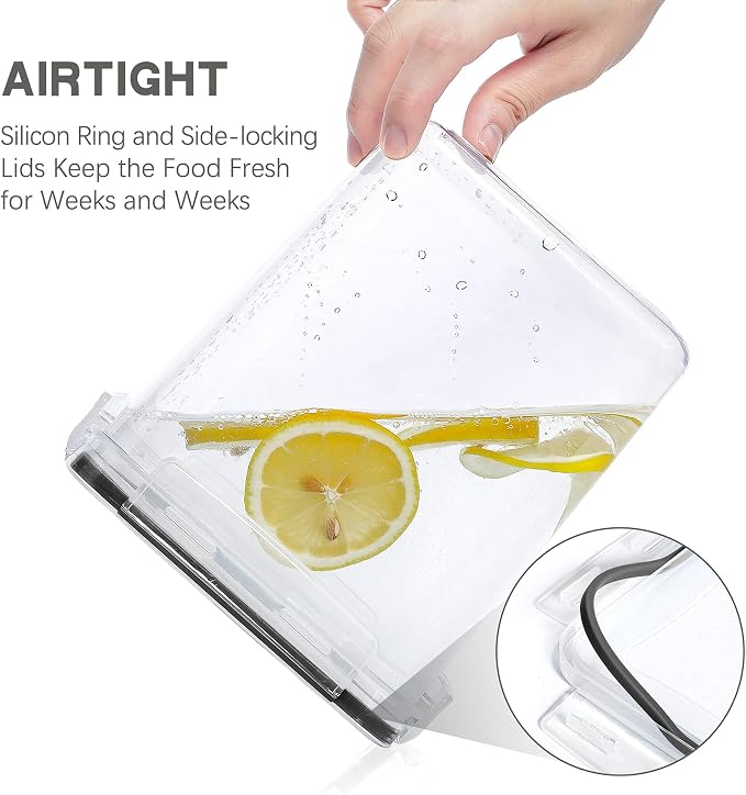 PANTRYSTAR Large Food Storage Containers with Lids Airtight 5.2L /176Oz, for Flour, Sugar, Baking Supply, 3PCS BPA Free Plastic Canisters for Kitchen Pantry Organization