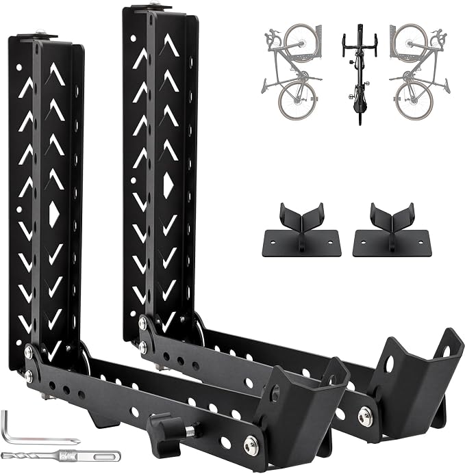 CXRCY Bike Swivel Rack, Wall-Mounted, 90 lb Capacity | Swivel design with bearings. 3.0mm steel. Heavy-duty vertical bike storage. Space-saving for garage. Easy to install.