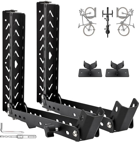 CXRCY Bike Swivel Rack, Wall-Mounted, 90 lb Capacity | Swivel design with bearings. 3.0mm steel. Heavy-duty vertical bike storage. Space-saving for garage. Easy to install.