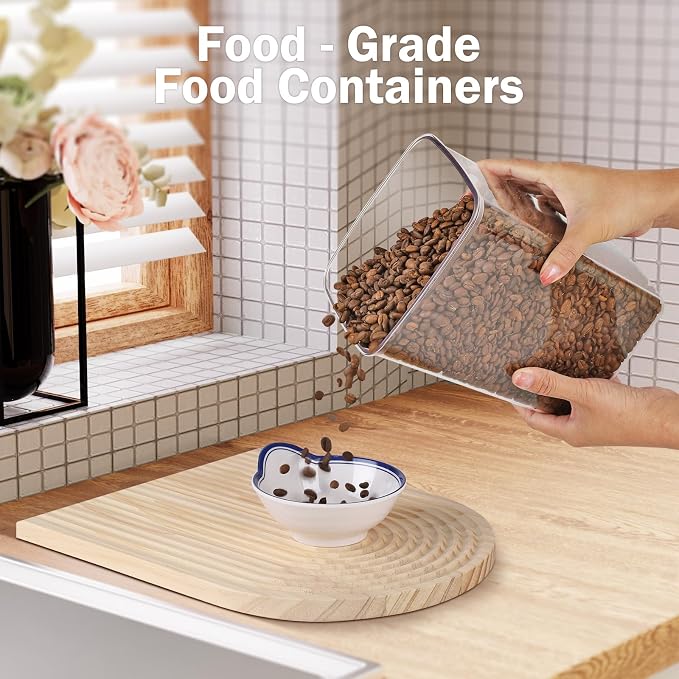 Pop Airtight Food Storage Containers Set with Lids, 6 Pcs Stackable One Button Opening Food Containers Kitchen Pantry Organization and Storage, BPA Free Stackable Cereal Container (0.5, 1.2, 1.8qt)*2