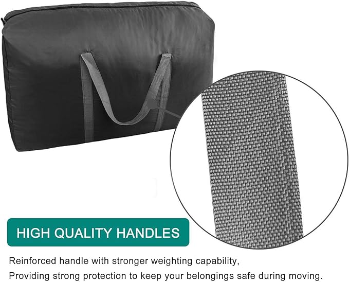 100L Extra Large Storage Bags, Big Moving Bags with Strong Zippers & Carrying Handles, Packing Bags for Moving, Storage, Travel and Camping, Storage Totes For Space Saving (Black, 2 Pack)
