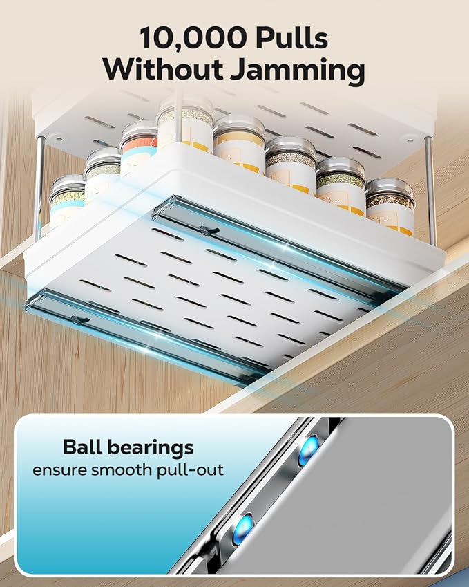 Nieifi 2 Tier Vertical Spice Rack Pull Out for Cabinet-8-1/4 inch Wide | ABS material,spice pull out organizer for cabinet,two installation methods,suitable for cabinets and counterto