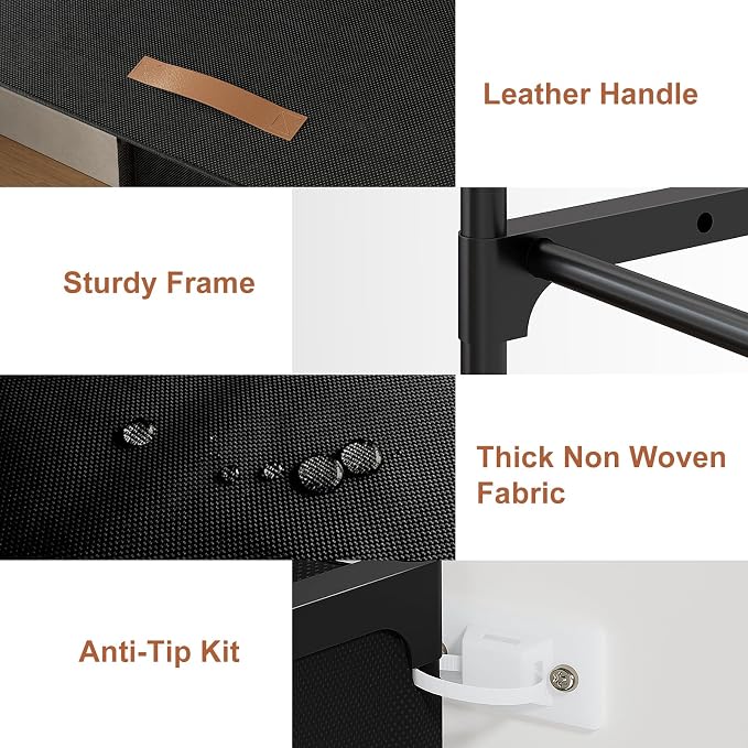 7 Tier Shoe Cabinet with Door, 28-Pair Storage, Black | Tall design saves floor space. Door blocks dust & pets. Holds heels to boots. Quick assembly with connectors.