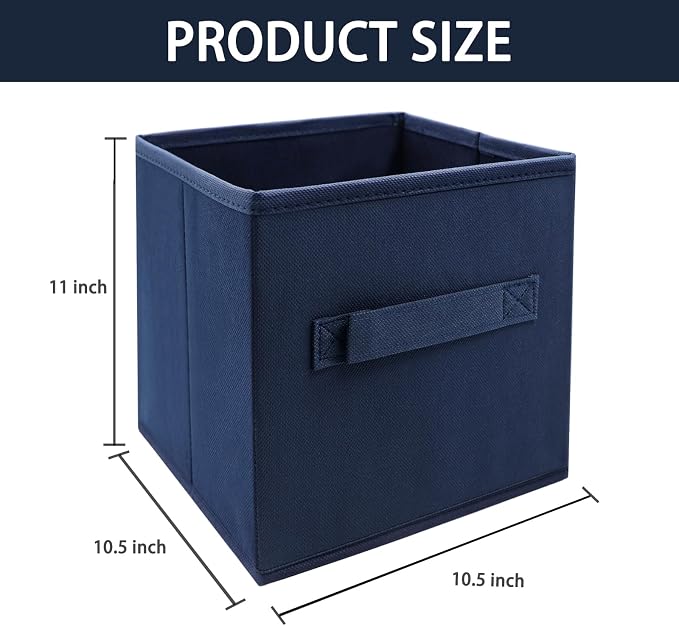 Storage bins collapsible storage bins,cube storage organizer （Pack of 3） 10.5 * 10.5 * 11inch，For home and office Collapsible Closet Shelf Organizers, Drawer Organizers(Blue)