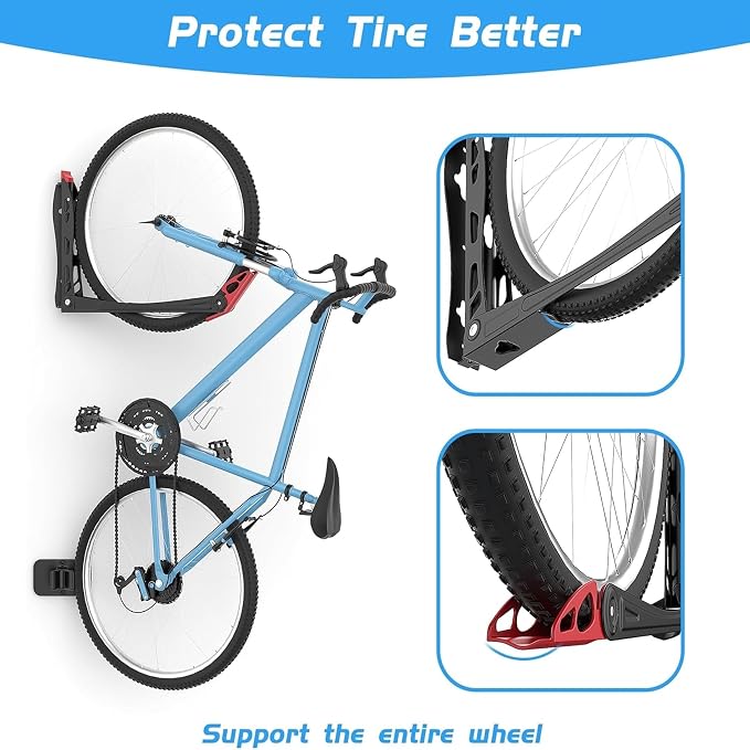 WALMANN BIKEPAL No Lifting Wall Mounted Swivel Bike Rack, Bike Wall Hangers for Garage Space Saving Vertical Bike Storage(1 Pack)