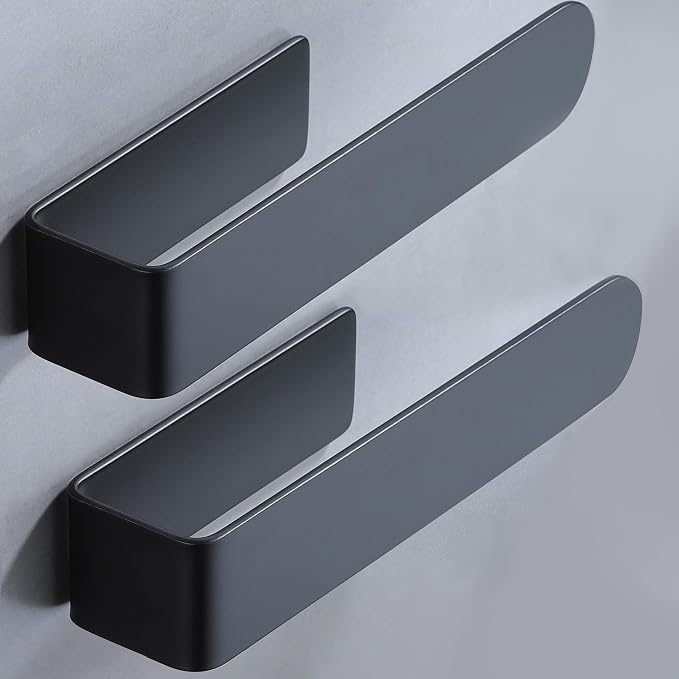 Taozun Black Towel Bar 2 Pack Hand Towel Holder Stainless Steel Towel Rail | Hand Towel Rack, Self Adhesive, Easy Peel & Stick, For Bathroom Kitchen, Sturdy & Durable
