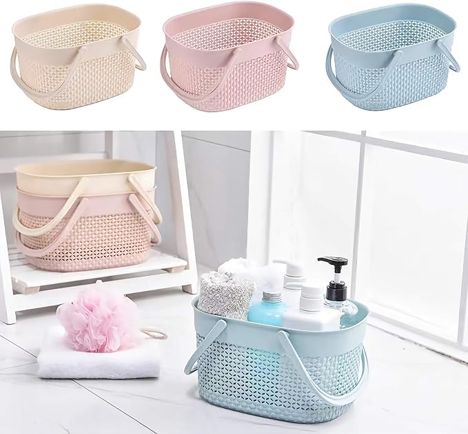 rejomiik 2 Pack Plastic Shower Caddy Basket, Portable Organizer Storage Tote with Handles Toiletry Bag Bin Box for Bathroom, College Dorm Room Essentials, Kitchen, Camp, Gym, Blue | Organizer Storage Tote Toiletry Bin for Bathroom, College Dorm Essenti...