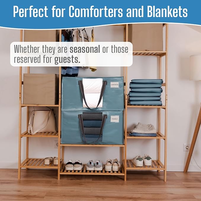 VENO Moving Bags, Wide Open Top, Clear Window, Light Blue, 10 Pack | Moving boxes Alternative, Heavy Duty, Storage Bags, Clothes and Comforter Storage, Packing Supplies, College Dorm Essentials