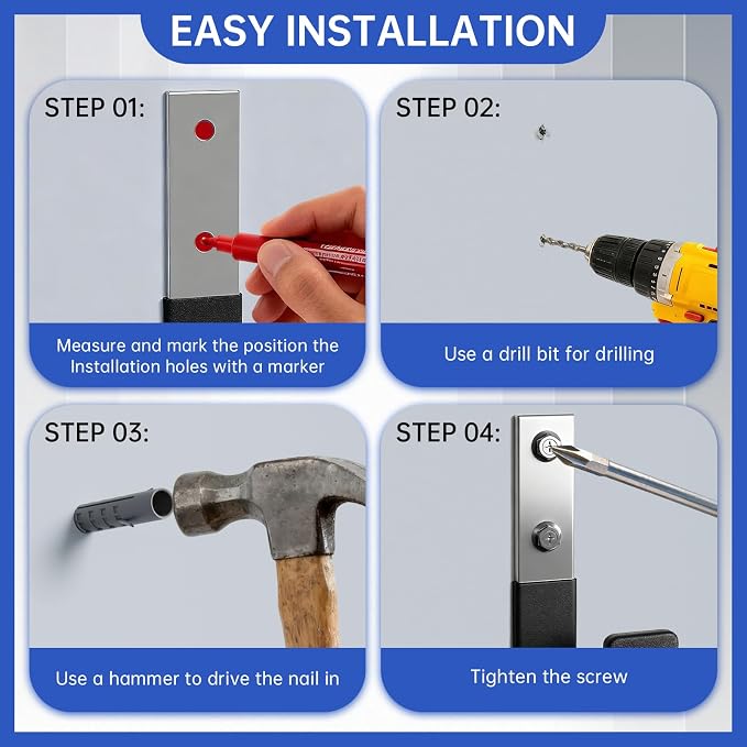 Heavy Duty Wall Hooks, Garage Storage Utility Hooks, Steel Wall Mount Hanger, Tool Organizer Hose Hanger Steel U Hooks for Garage & Garden (2, Black)