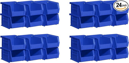 Akro-Mils 30210 AkroBins Plastic Storage Bins, Space-Saving Stackable Bins for Garage, Pantry, Craft Organization, 5" x 4" x 3", Blue,(Pack of 24)