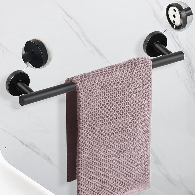 NearMoon Bathroom Hardware Set SUS 304 Thicken Stainless Steel-Towel Bar Set Include 16" Towel Rod, Toilet Paper Holder, Multifunctional Hooks Bathroom Accessories (Matte Black, 10 Pcs)