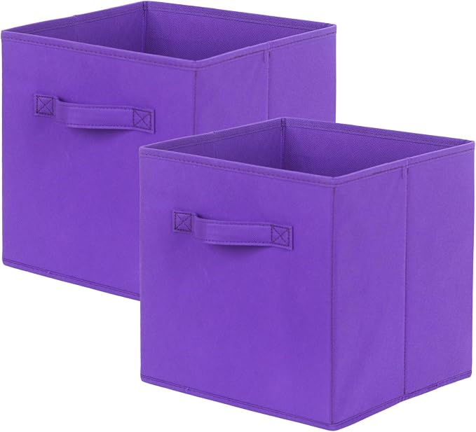 ShellKingdom Storage Bins, Foldable Fabric Storage Cubes And Cloth Storage | Storage Organizer For Closet And Toys, 10.5x10.5x11 INCH, 2 Pack (Violet)