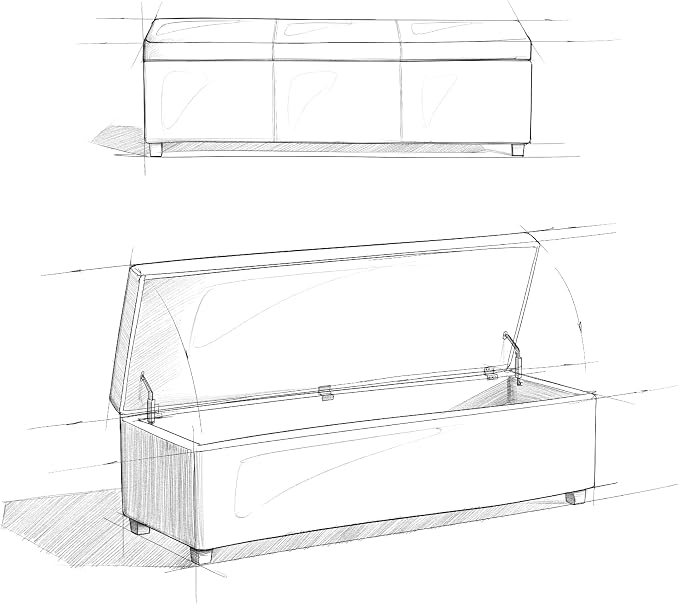 SIMPLIHOME Avalon Storage Ottoman Bench - 54 inch Wide Upholstered Vegan Leather Extra Large Rectangle Ottoman Bench in Distressed Pecan Brown, Contemporary Ottoman for Living Room with Lift-Up Lid