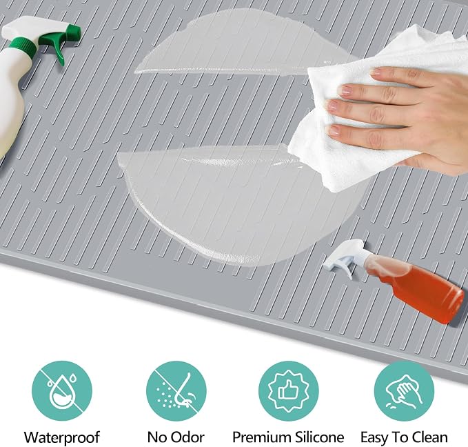 24" x 24" Under Sink Mat for Kitchen Lanstics Under Sink Organizer | Waterproof Raised Edge Silicone Mat Sink Protector Silicone Organizers Tray for Kitchen Bathroom