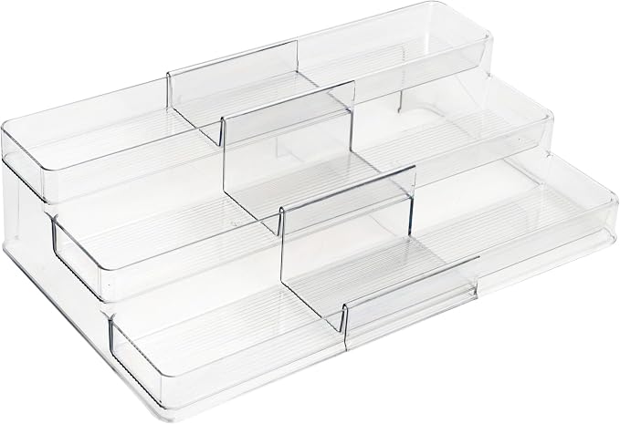 Dial Industries 3 Tier Expandable Kitchen Cabinet Shelf Organizer, Clear
