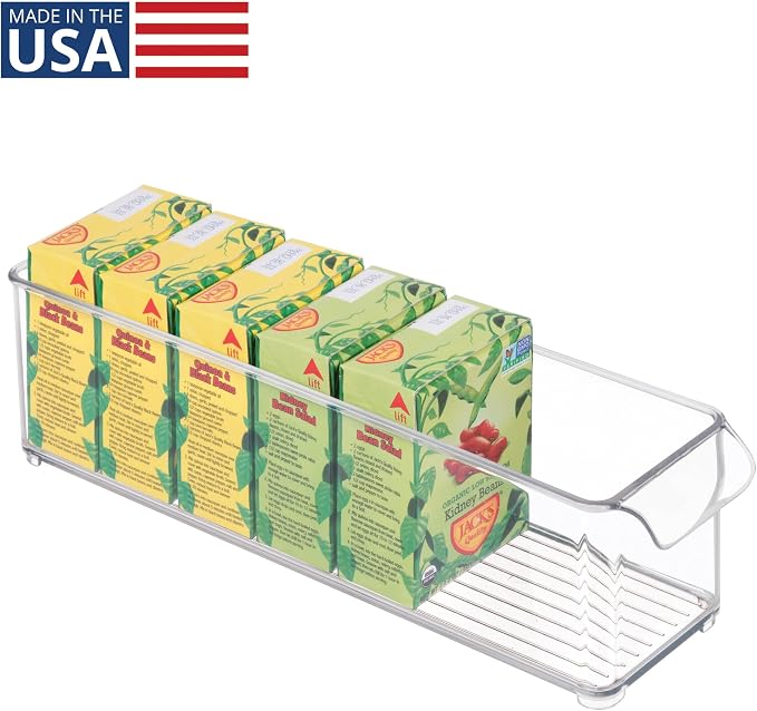 iDesign Stackable Fridge Storage Bin with Handle, Clear | Ideal for Fridge and Freezer, Made in USA