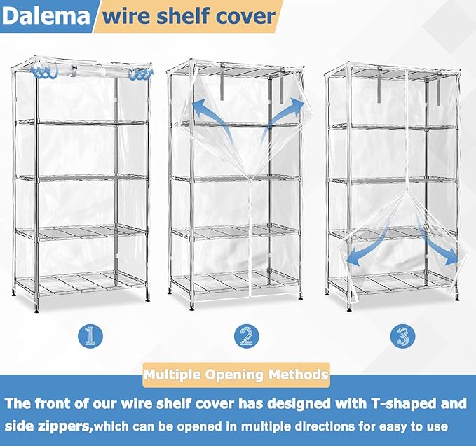 Waterproof Shelf Cover,Durable Dustproof Storage Wire Rack Covers,Outdoor Shelving Covers for Wire Shelves with Zipper 36''x18''x72'',Clear,Cover Only