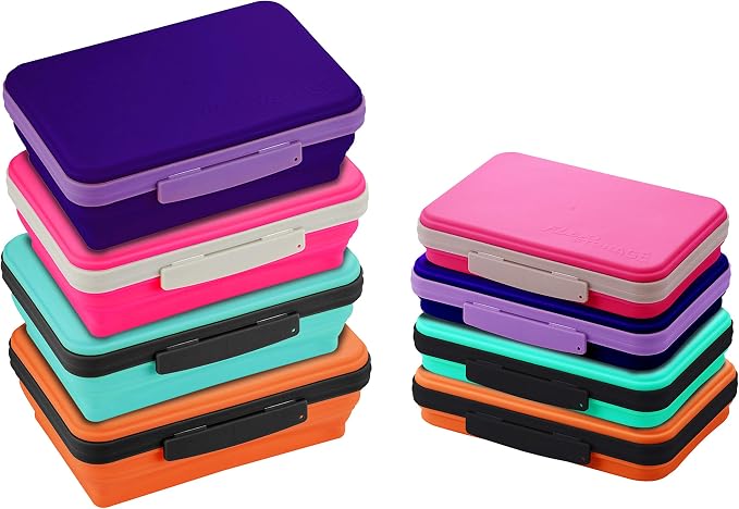 It's Academic Flexi Storage Box, Folding, Collapsible and Adjustable for Pencils, Supplies, and More, Purple (23135)