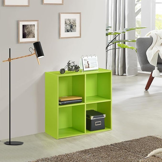 KB Designs - Green 4 Cube Storage Organizer Book Shelf, Toy Storage Organizer for Nursery, Kids Room, Playroom and Bedroom