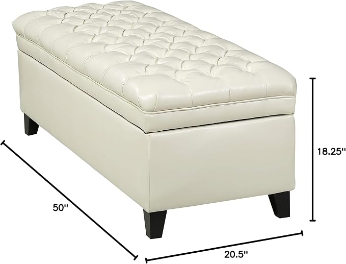 Christopher Knight Home Juliana PU Storage Ottoman, Ivory