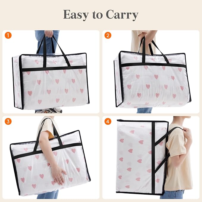 Lifewit 8 Pack Clear Clothes Storage Bags, 60L Plastic Blanket Storage Bag, Vinyl Foldable Moving Bags with Zipper, Closet Organizers and Storage Containers for Bedding, Duvet, Comforter